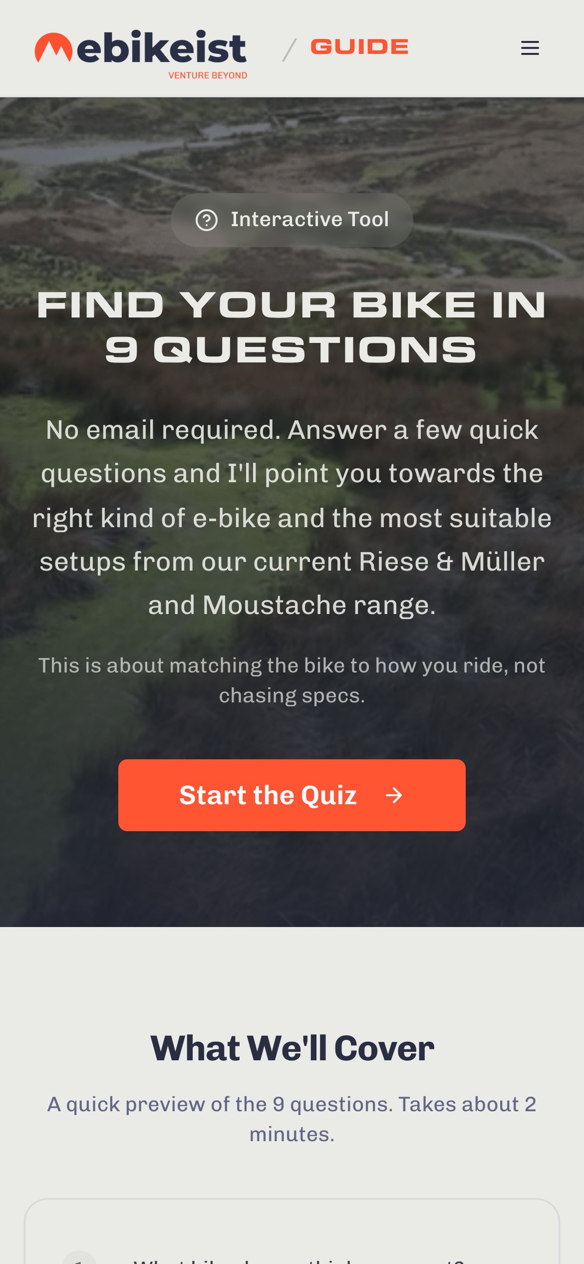 The Bike Finder on a phone: find your bike in nine questions