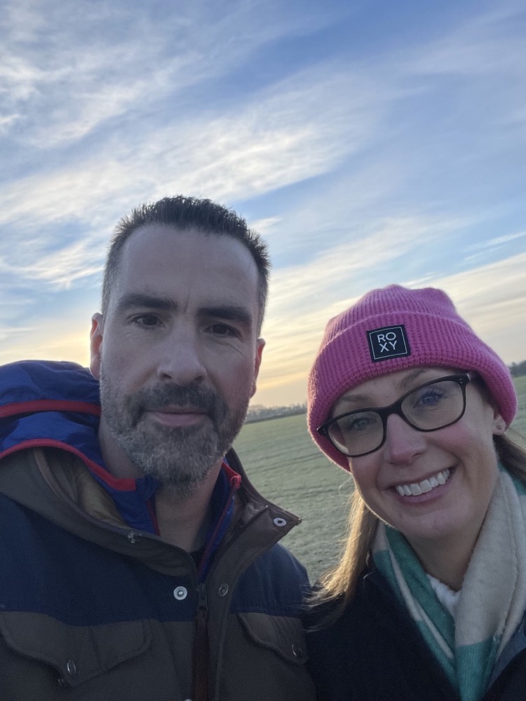 Duncan and Helen Hyde on a frosty morning walk